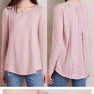 Anthropologie Pink Mixed Media Sweater - XL